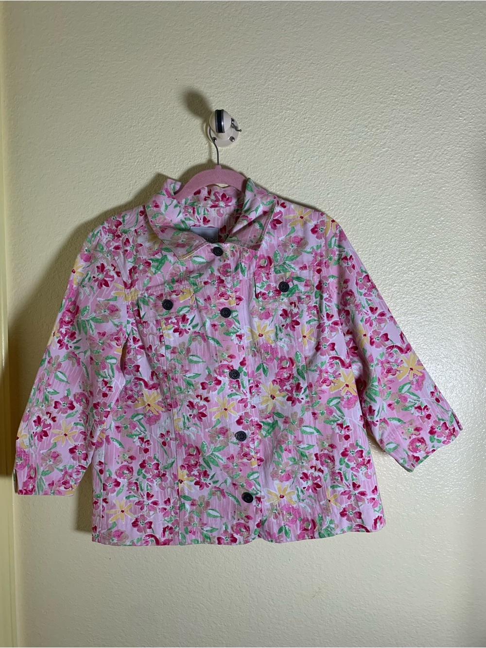 NWOT The TOG Shop Pink Floral Button-Front Jacket w/ Turn-Down Collar, Size M